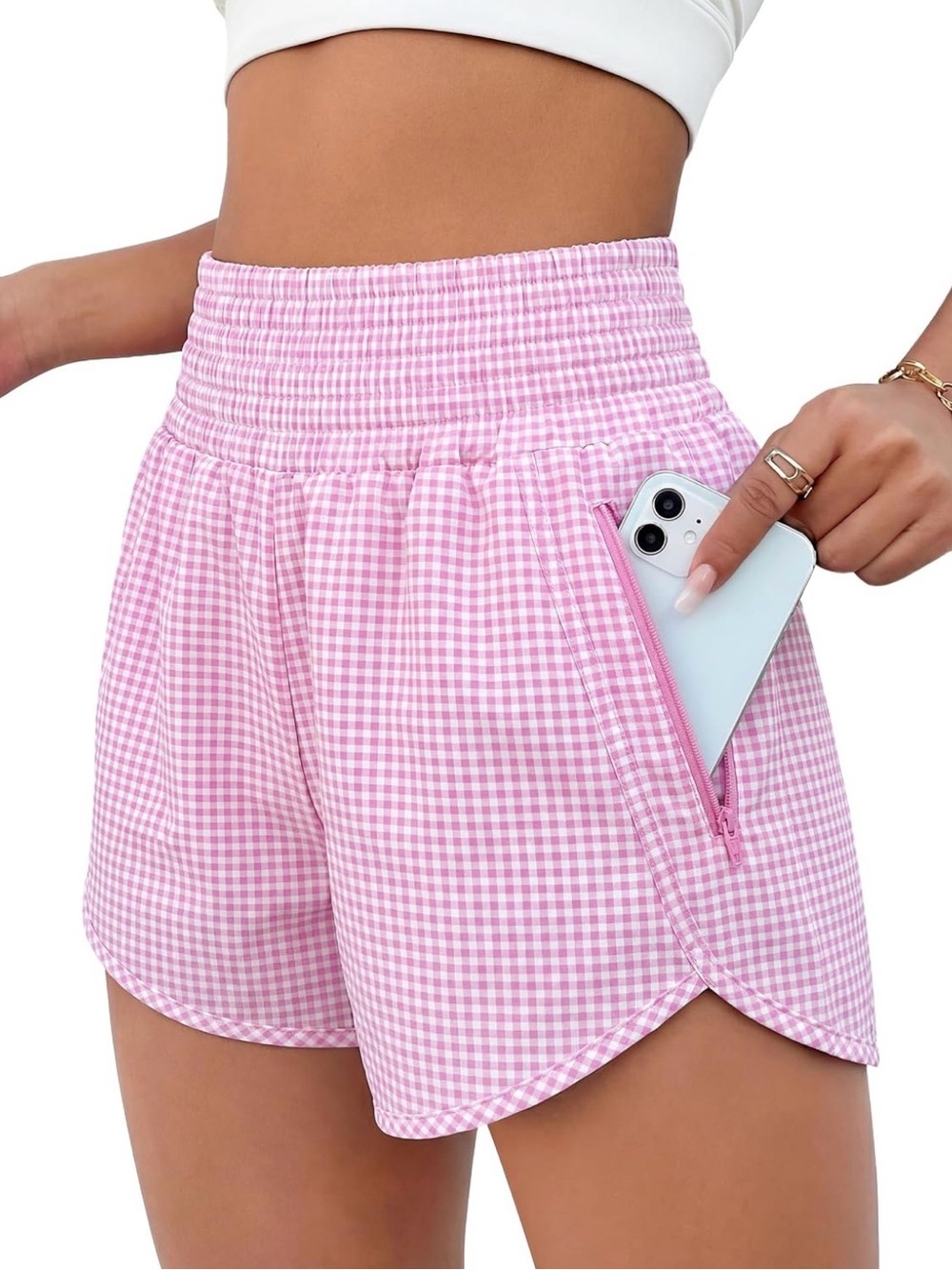 Pink gingham running shorts small